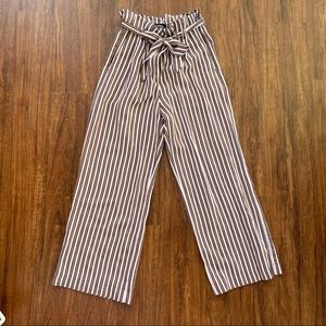 Express Striped Paper Bag-Waist Pant